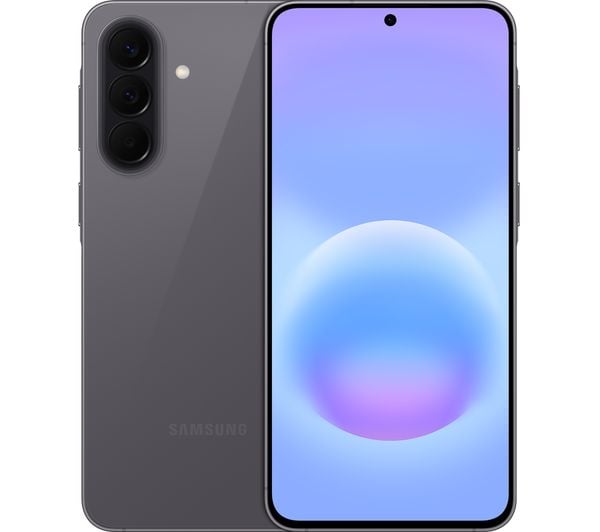 Samsung Galaxy smartphone shown front and back in grey
