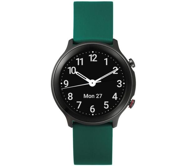 Green strapped round smartwatch
