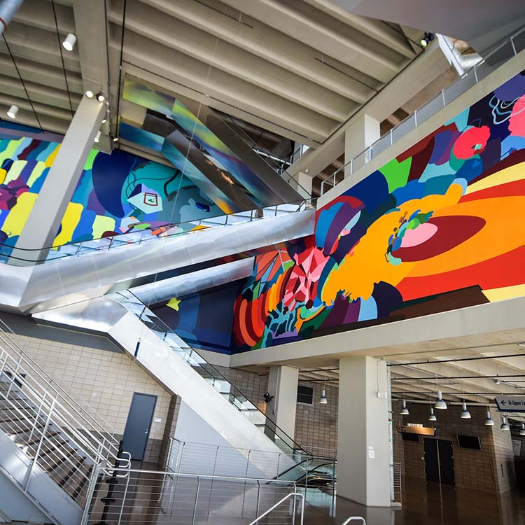 Contemporary artwork displayed during an AT&T Stadium Art Tour