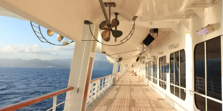 Cruise ship deck in bright daylight
