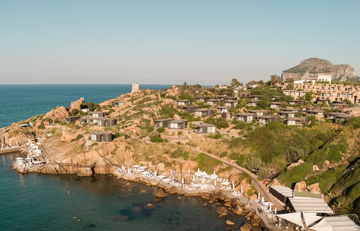 Rocky seaside resort landscape near Club Med Palmiye in Turkey