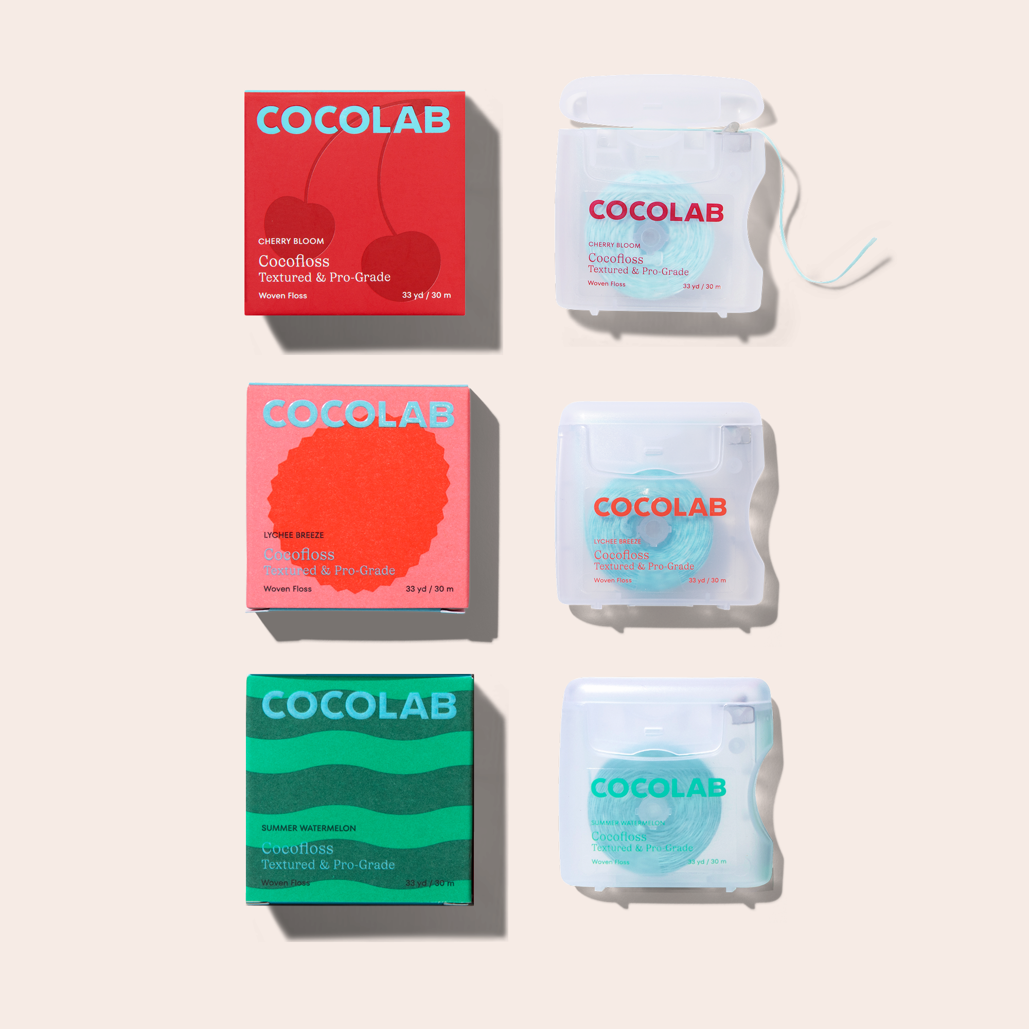 Fresh and Juicy Floss Trio product packages