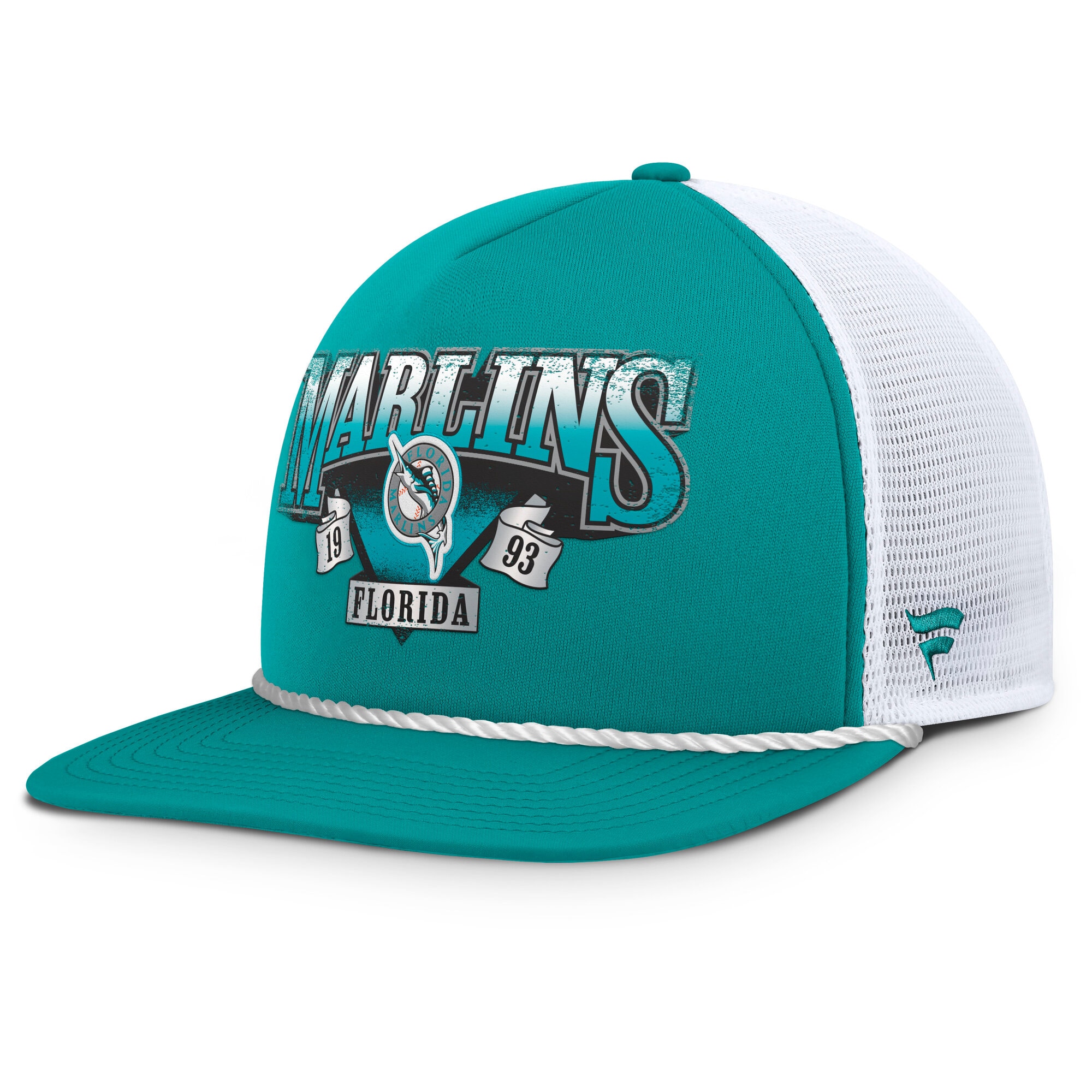 Teal and white Florida Marlins Cooperstown snapback hat