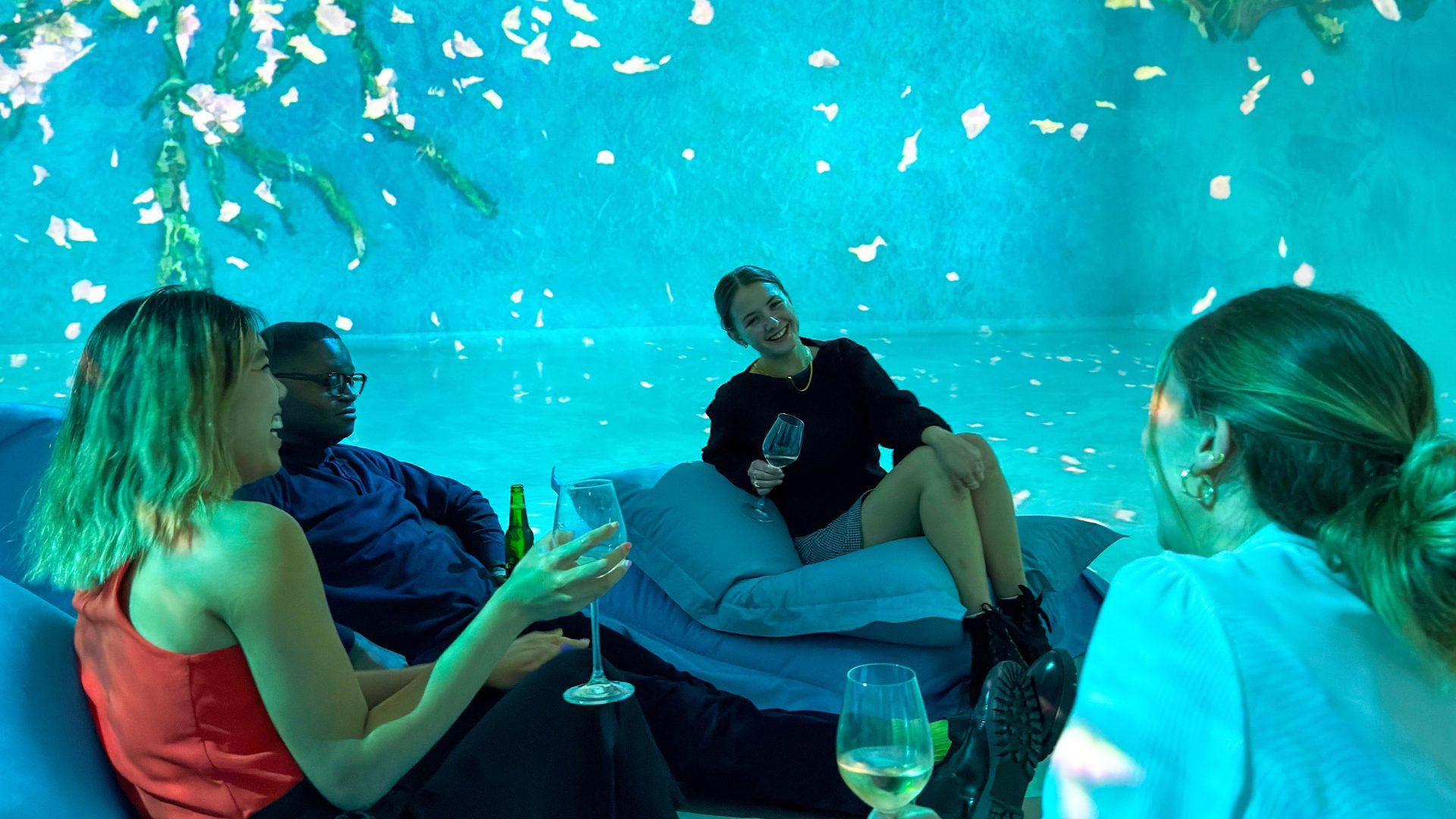 Visitors enjoying the FRAMELESS Lates after-hours immersive art experience
