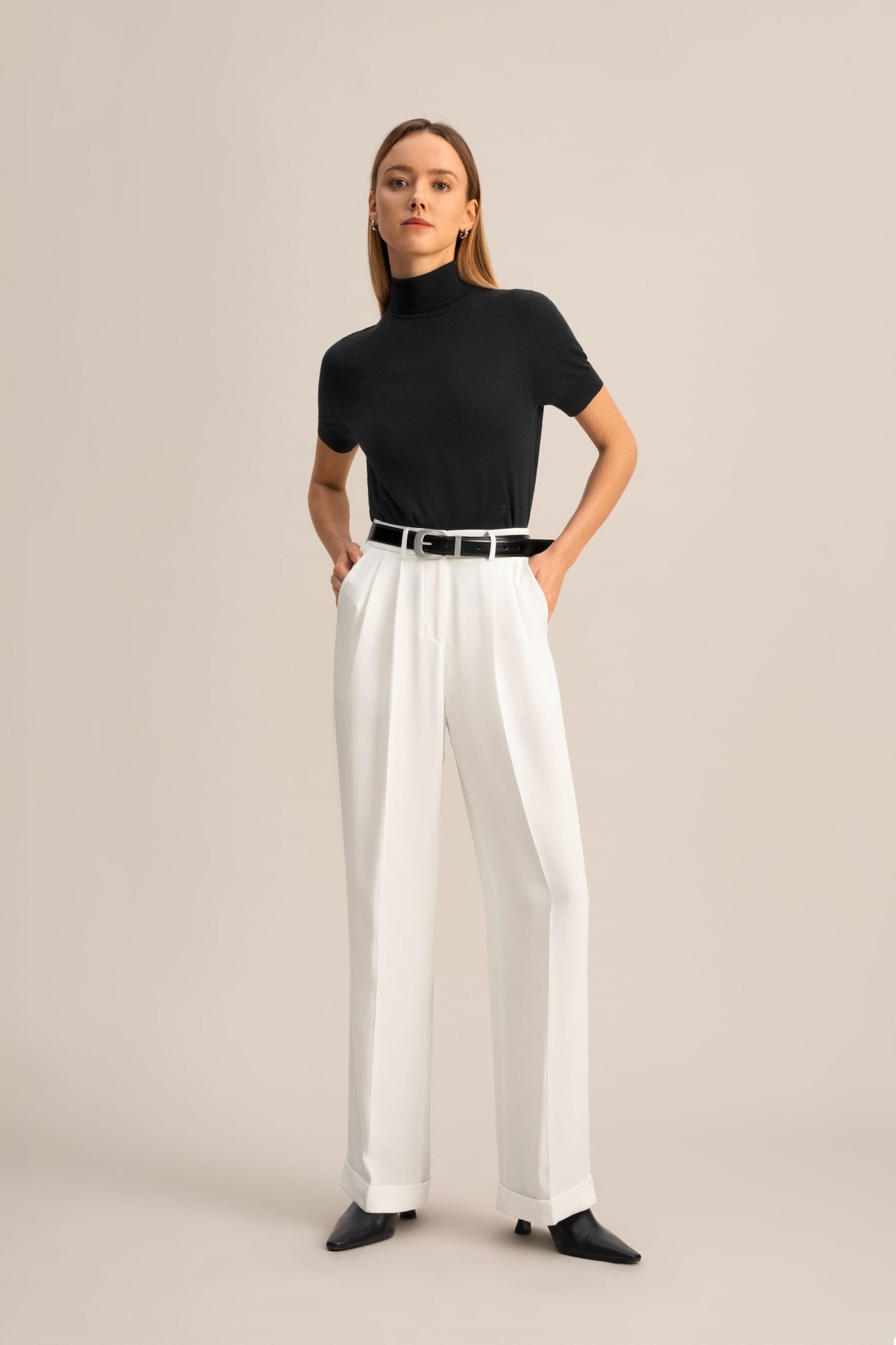 Lilysilk Timeless Pleated Wide-Leg Dense Silk Trousers