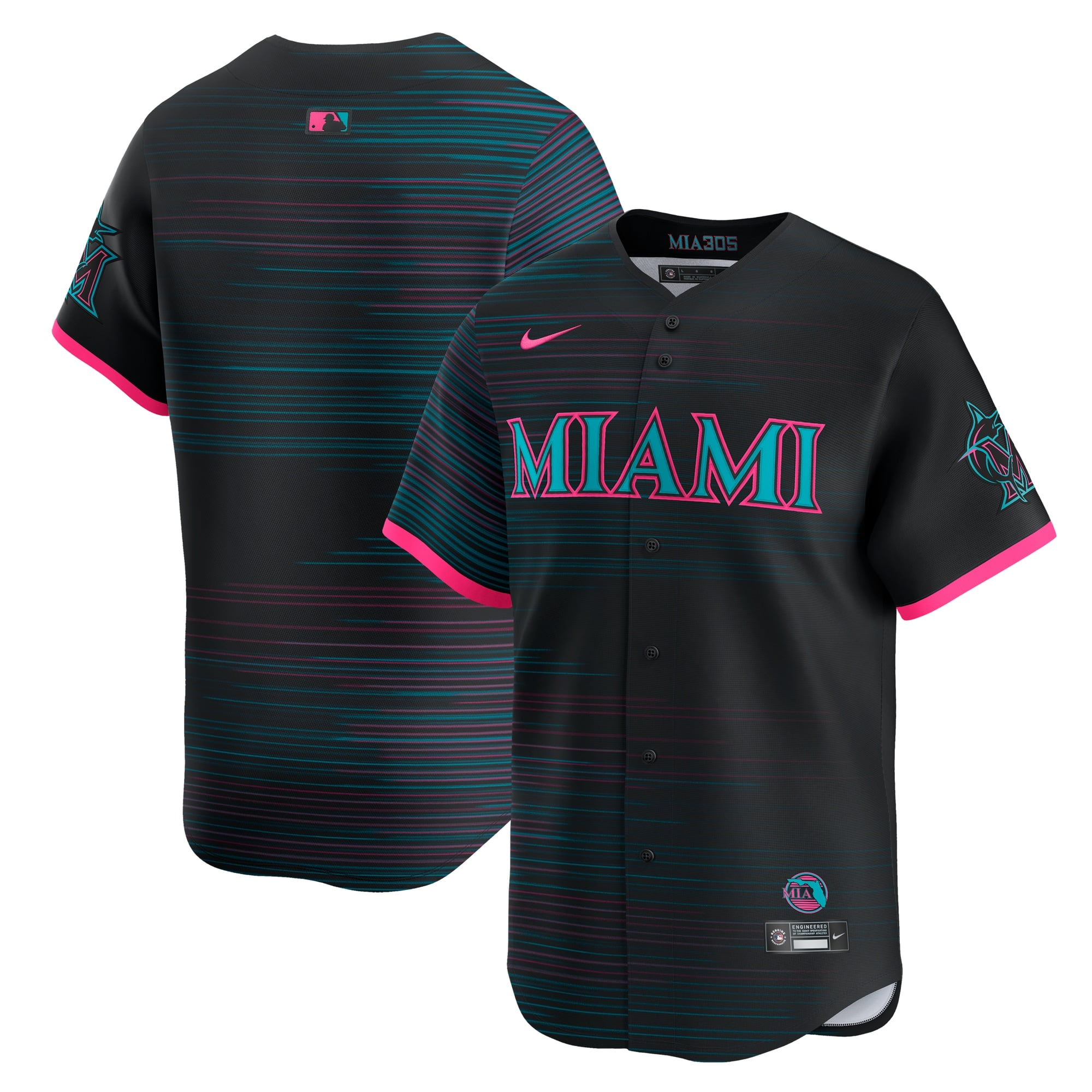Black Nike Miami Marlins 2025 City Connect limited jersey