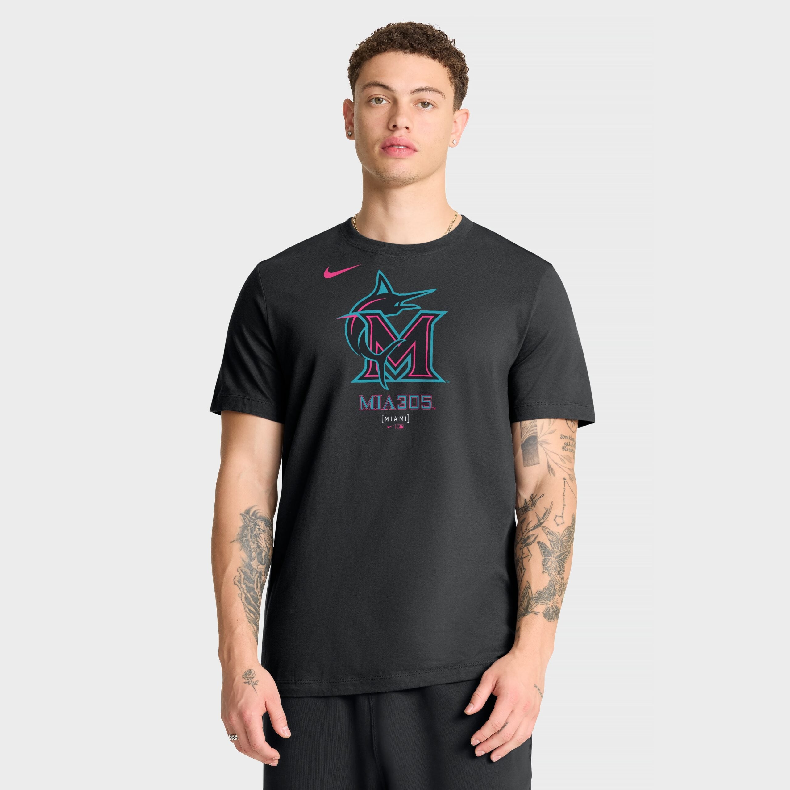 Black Nike Miami Marlins City Connect large logo T-shirt