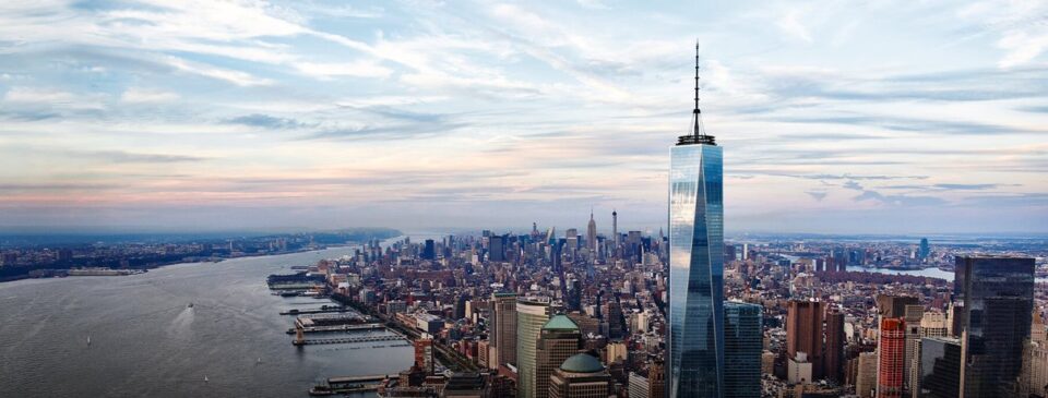 Daytime New York cityscape seen from One World Observatory