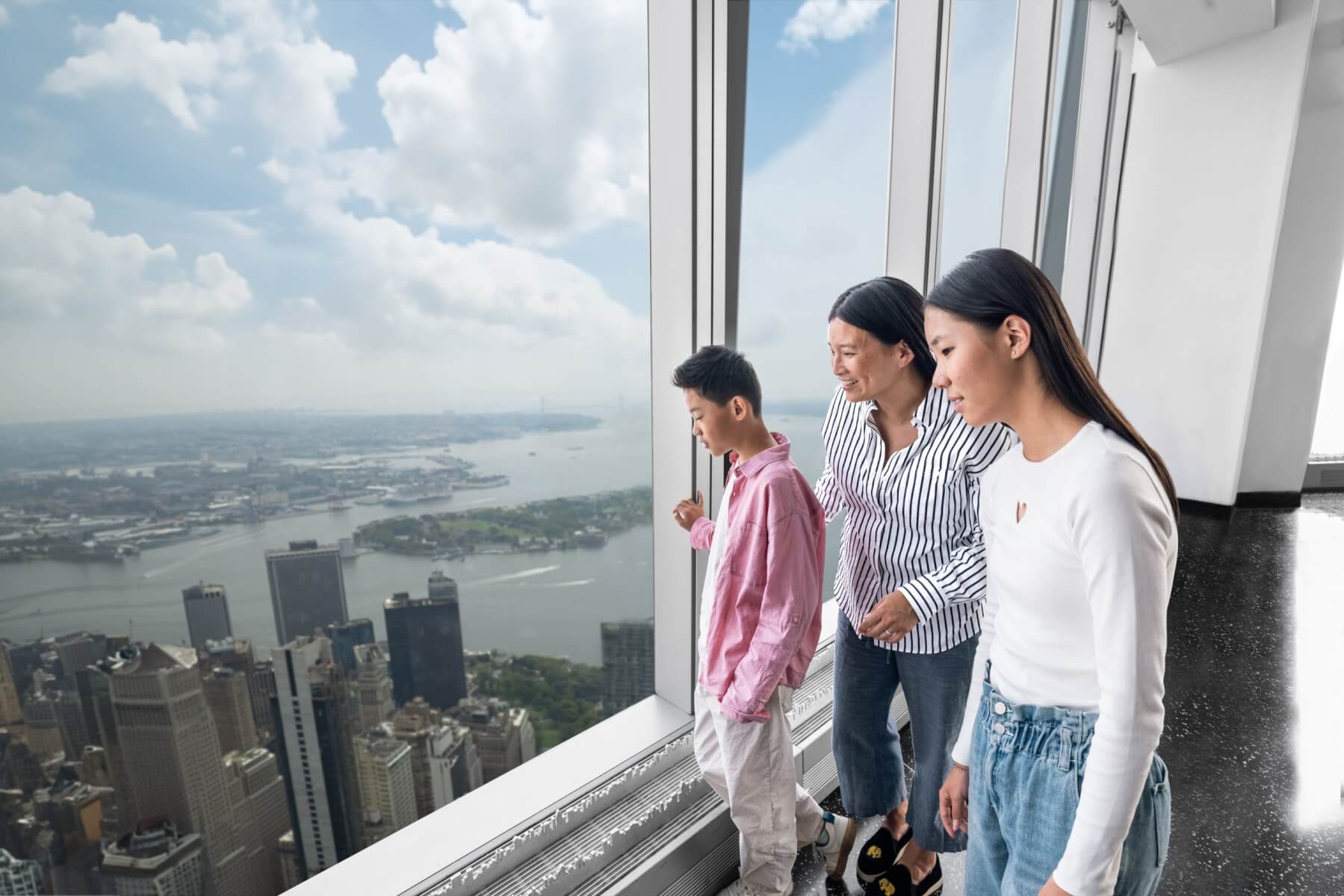 Visitors enjoying the view at One World Observatory