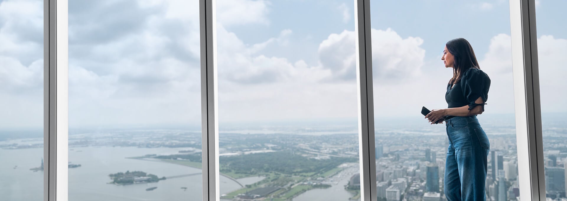 One World Observatory ticket experience above Lower Manhattan