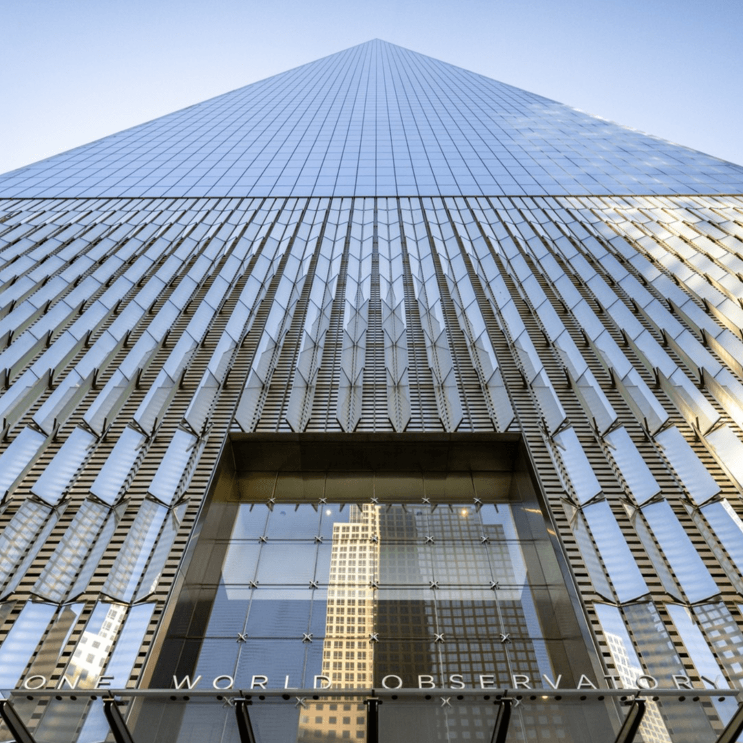 One World Trade Center exterior rising above Downtown Manhattan