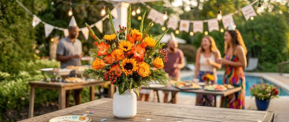 Colourful summer flowers arranged for Serenata Flowers delivery