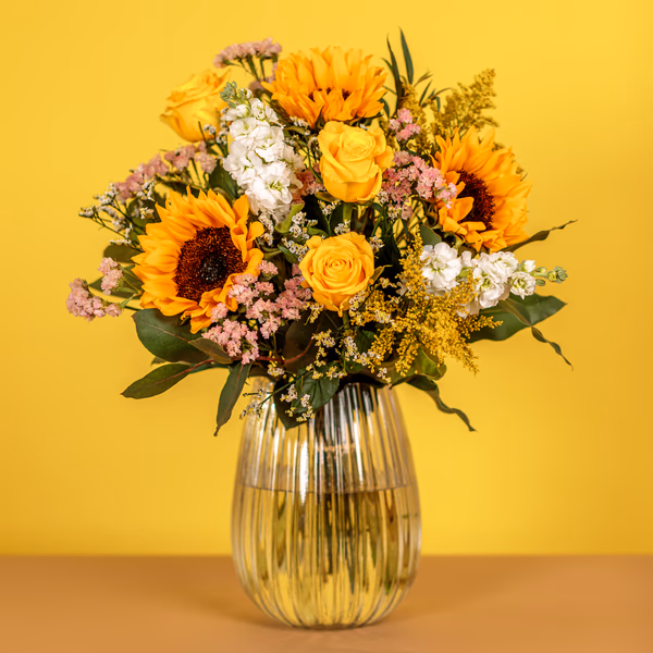 Sunflower Meadow bouquet with bright yellow sunflowers