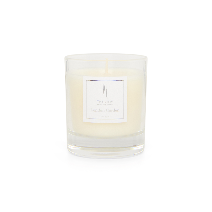 Shard London Garden Candle in its branded glass vessel