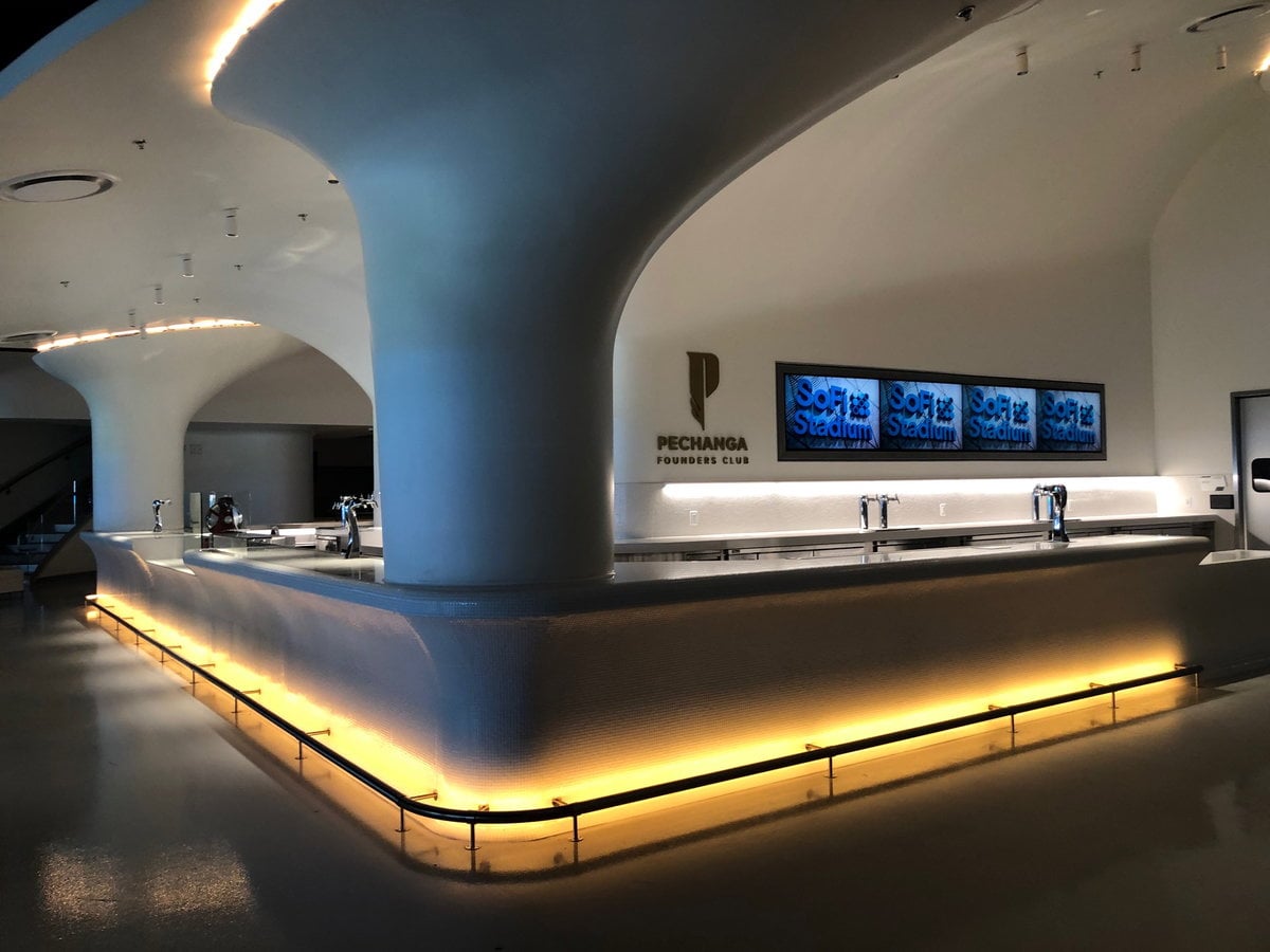 SoFi Stadium interior bar and hospitality space