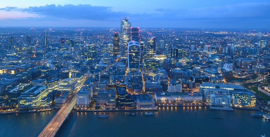 London skyline at blue hour