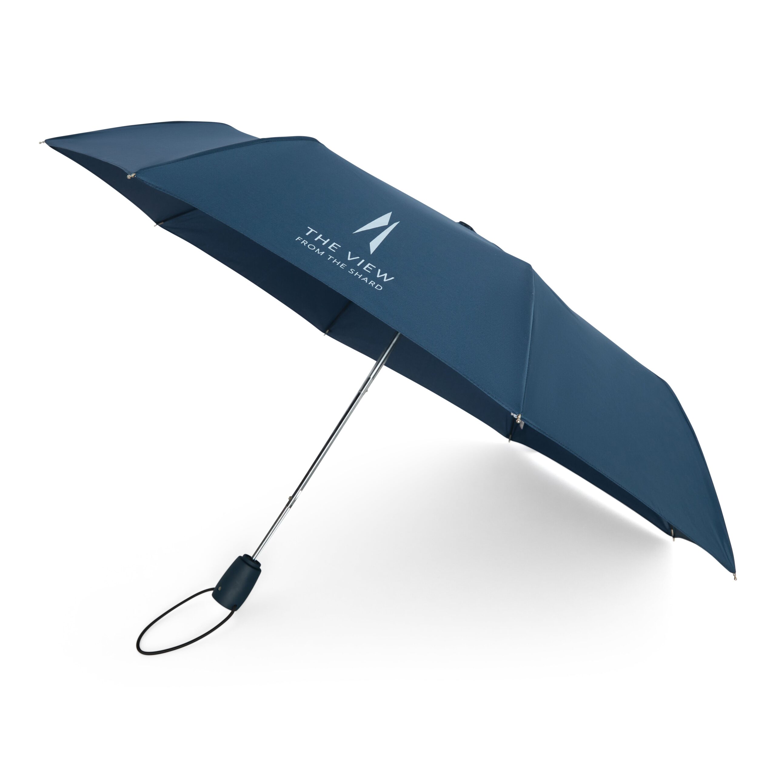 Navy mini umbrella opened with The Shard design