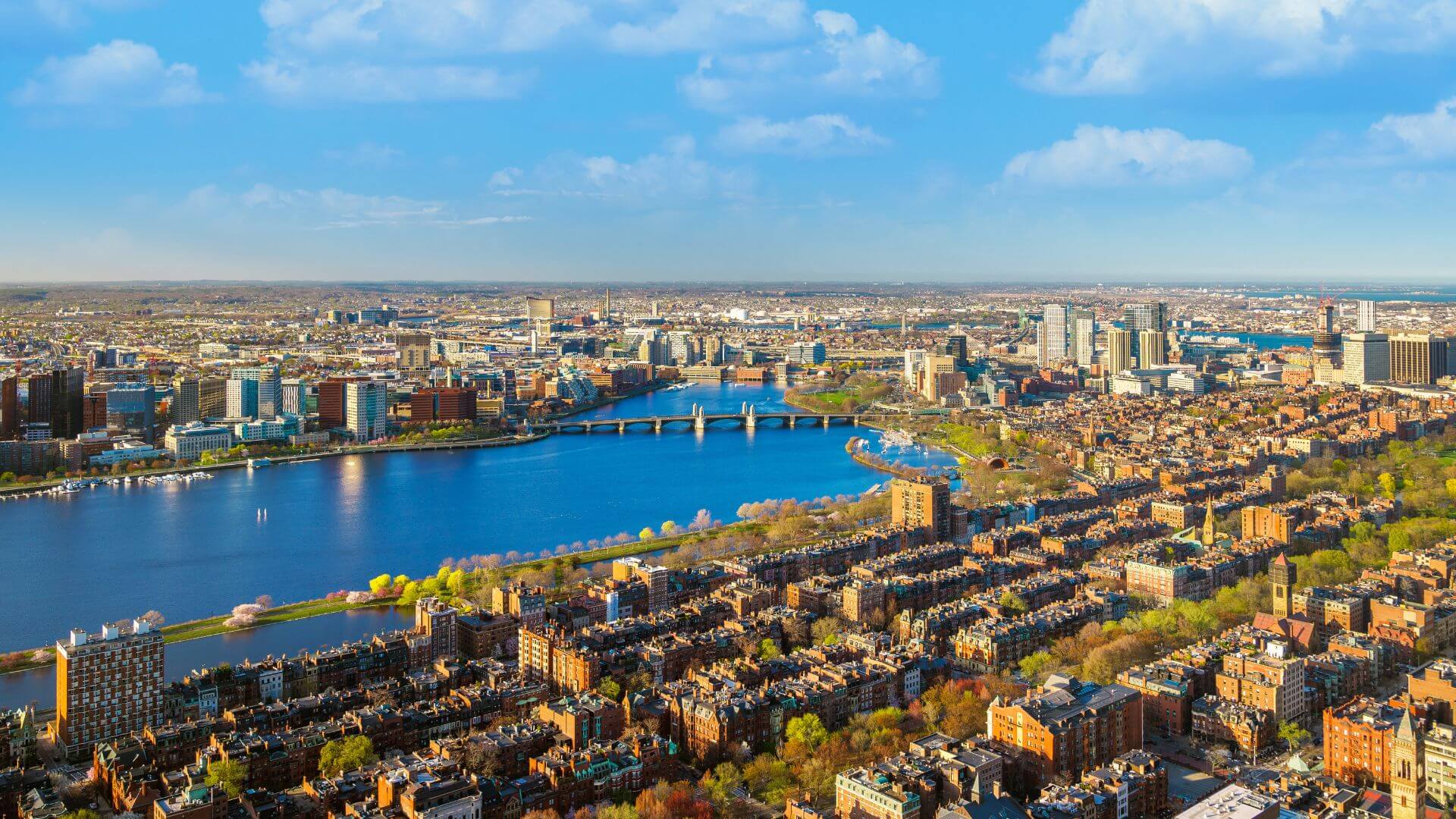 Panoramic city view seen from the View Boston observation deck