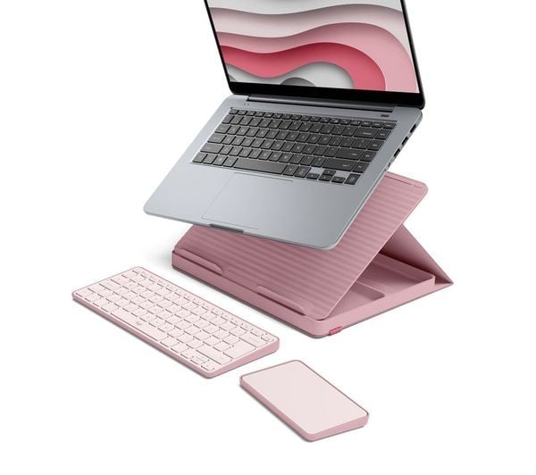Logitech Casa Pop-up Desk keyboard and touchpad set in Bohemian Blush
