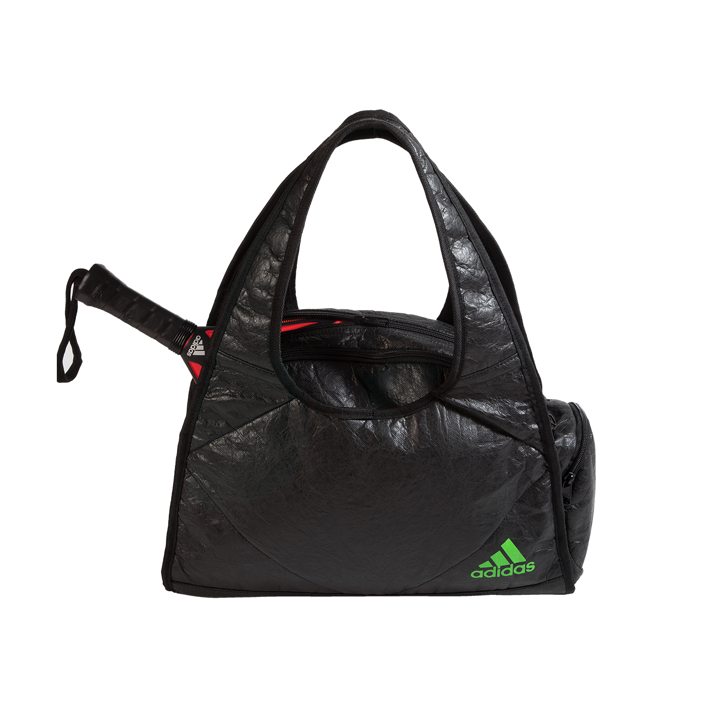 Black sports bag photographed on a white background