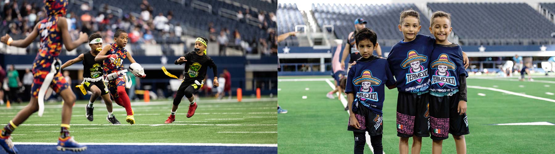 Youth flag football activity at AT&T Stadium
