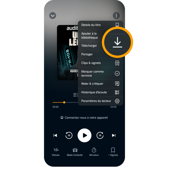 Fonction de téléchargement hors ligne Audible