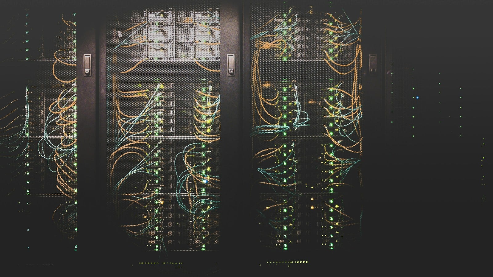 Rows of server racks in a data centre
