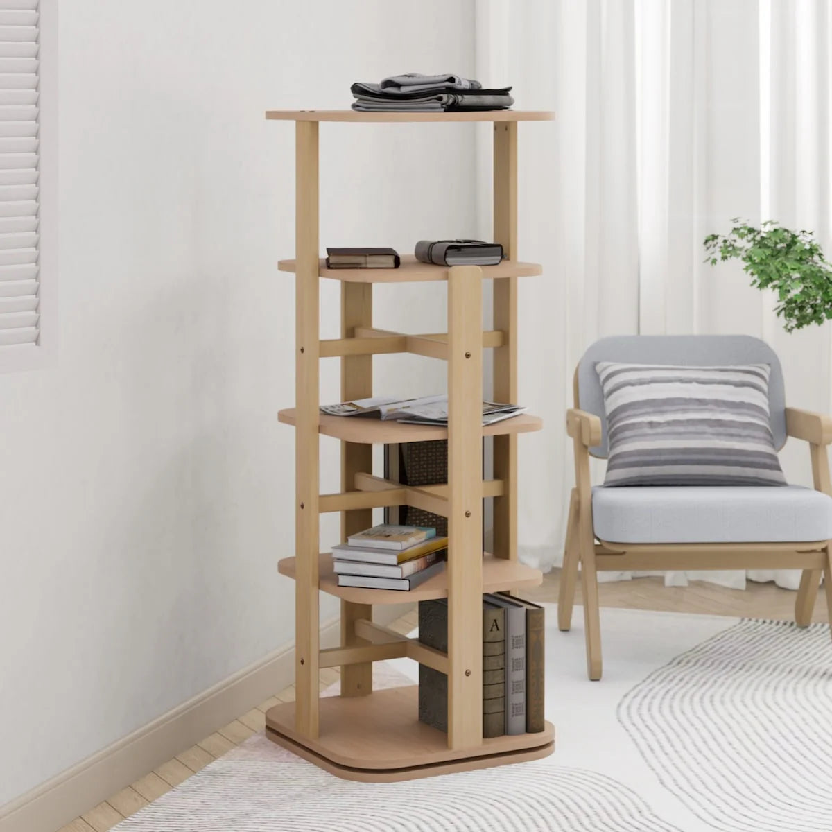 Boori Tall Tidy Rotating Bookshelf in a children’s room