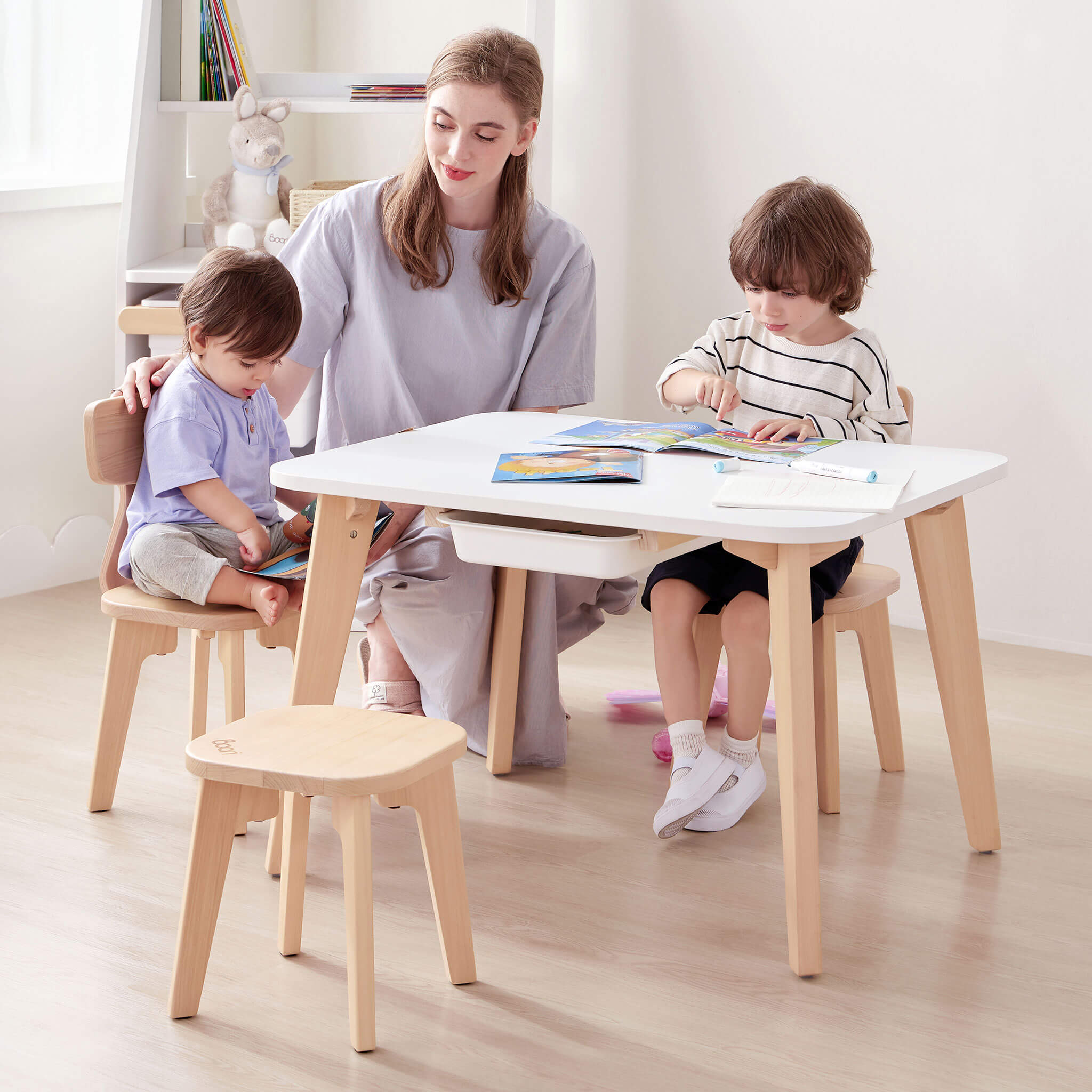 Boori Tidy Table with two chairs in a playroom