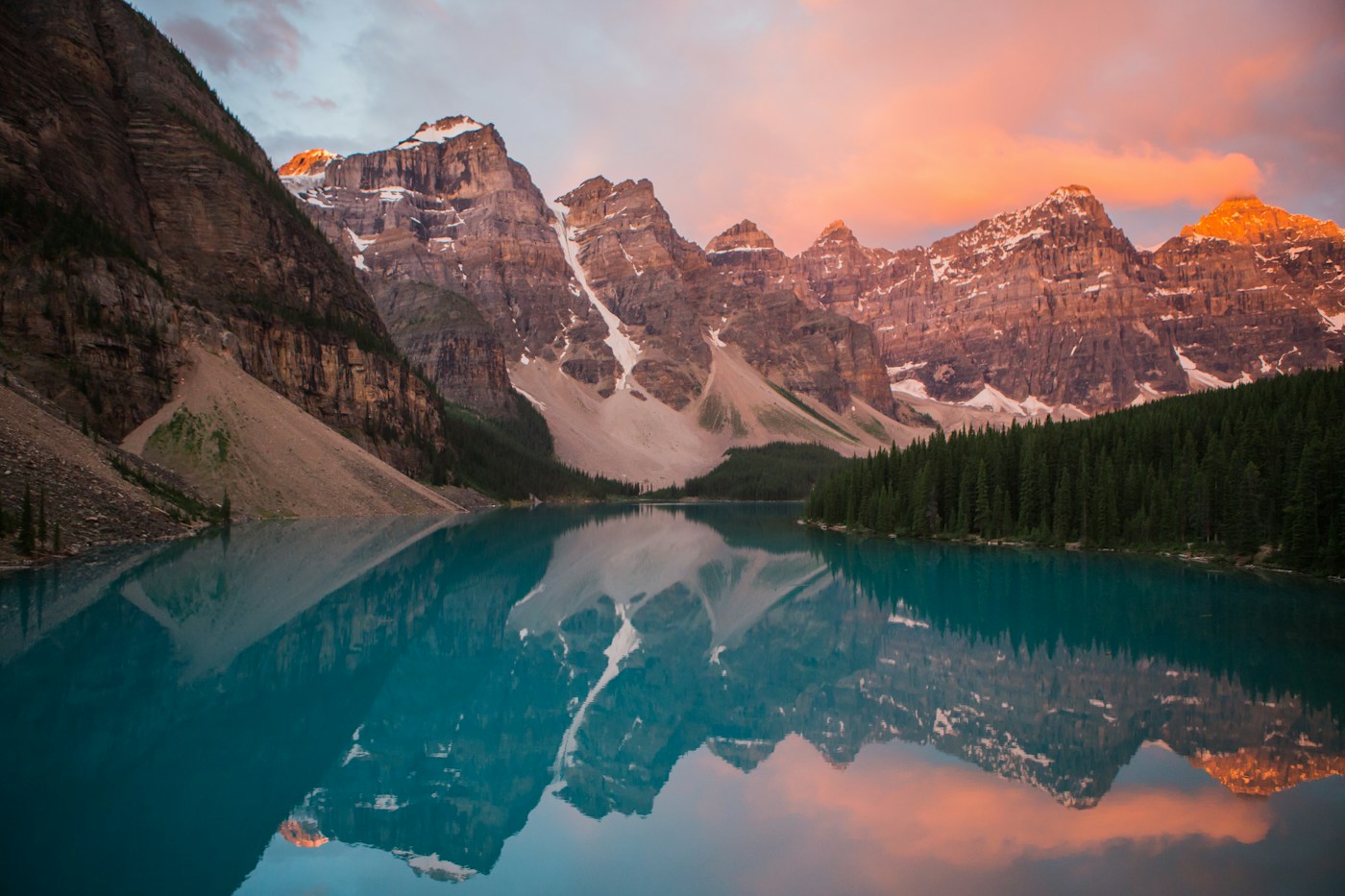 Mountain lake and wooded shoreline