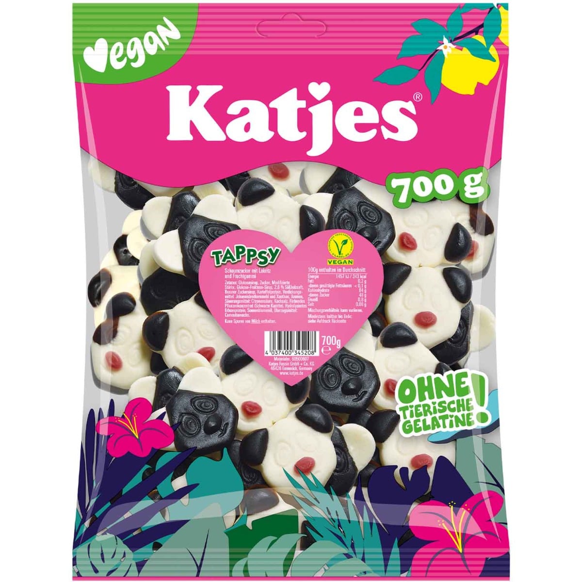 Katjes Tappsy Vegan Fruchtgummi und Lakritz