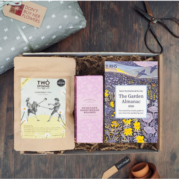 The Gardening Gift Box with a gardening book and tea