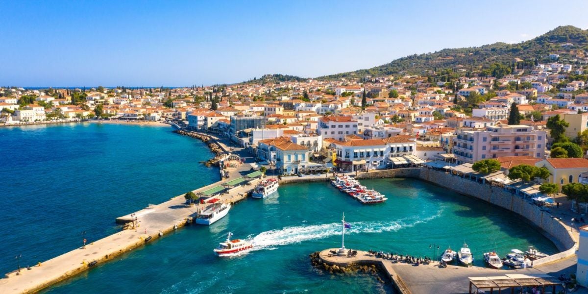 Spetses town and port in the Saronic Gulf