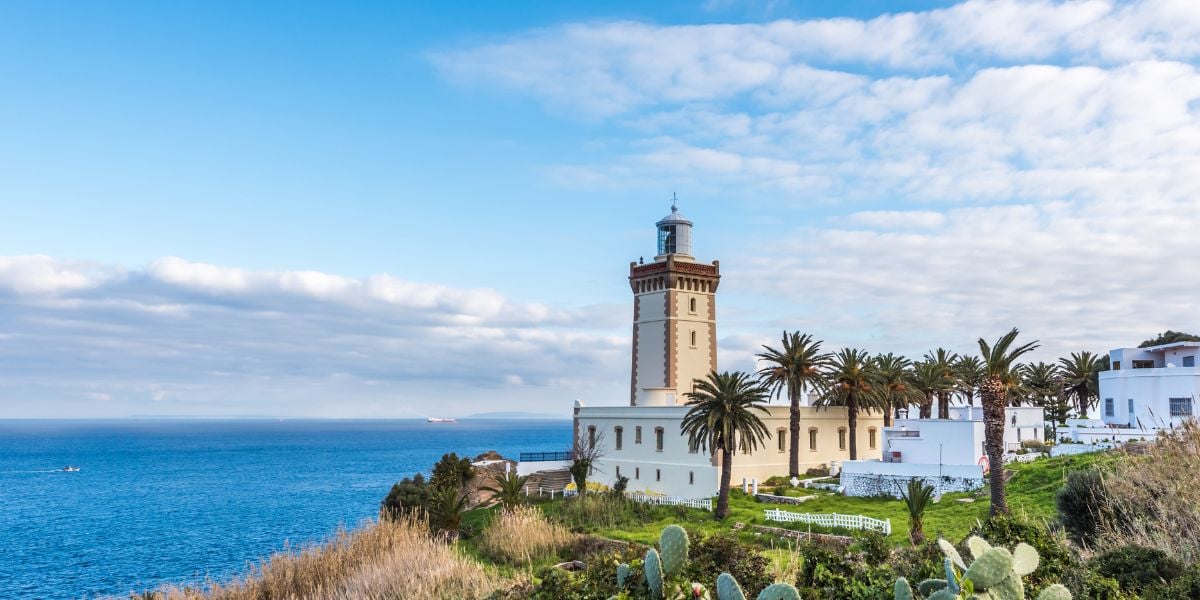 Lighthouse and coastline near Tangier, Morocco