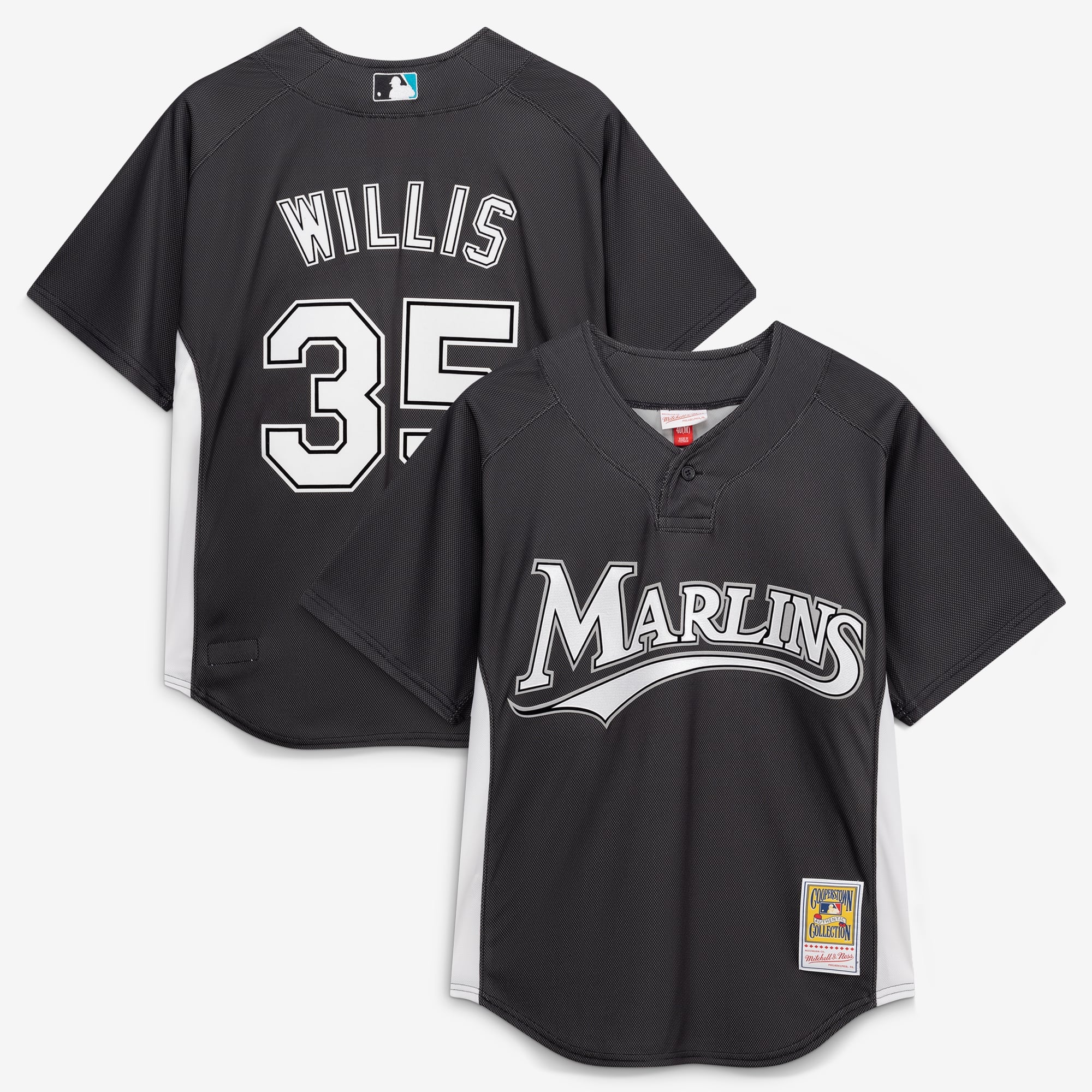 Florida Marlins Dontrelle Willis Mitchell and Ness black authentic batting practice jersey
