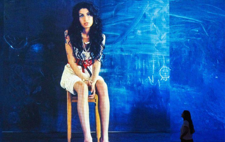 Amy Winehouse portrait projection in the Stories gallery at Frameless