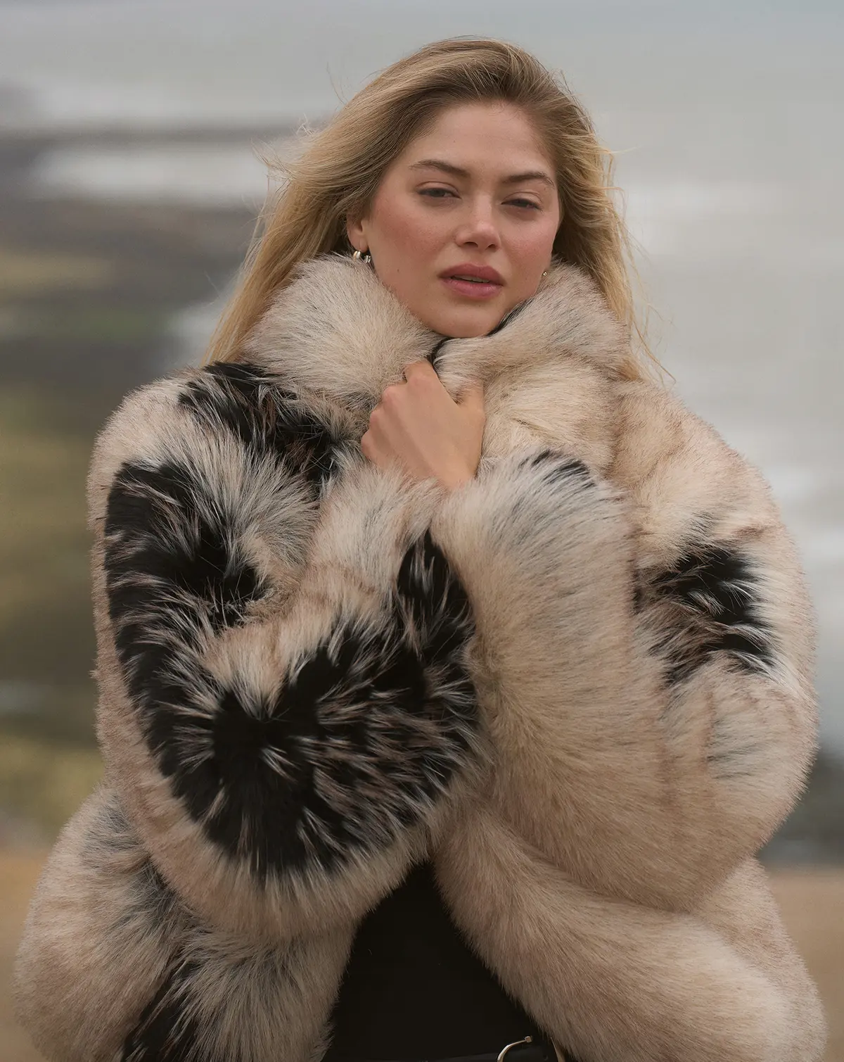 Gina Tricot faux fur jacket fashion campaign