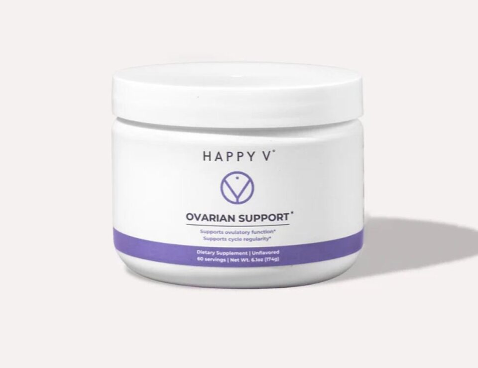 Happy V Ovarian Support supplement bottle
