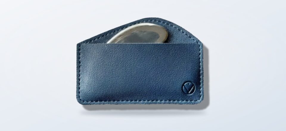 Happy V Premium Gua Sha in its leather case