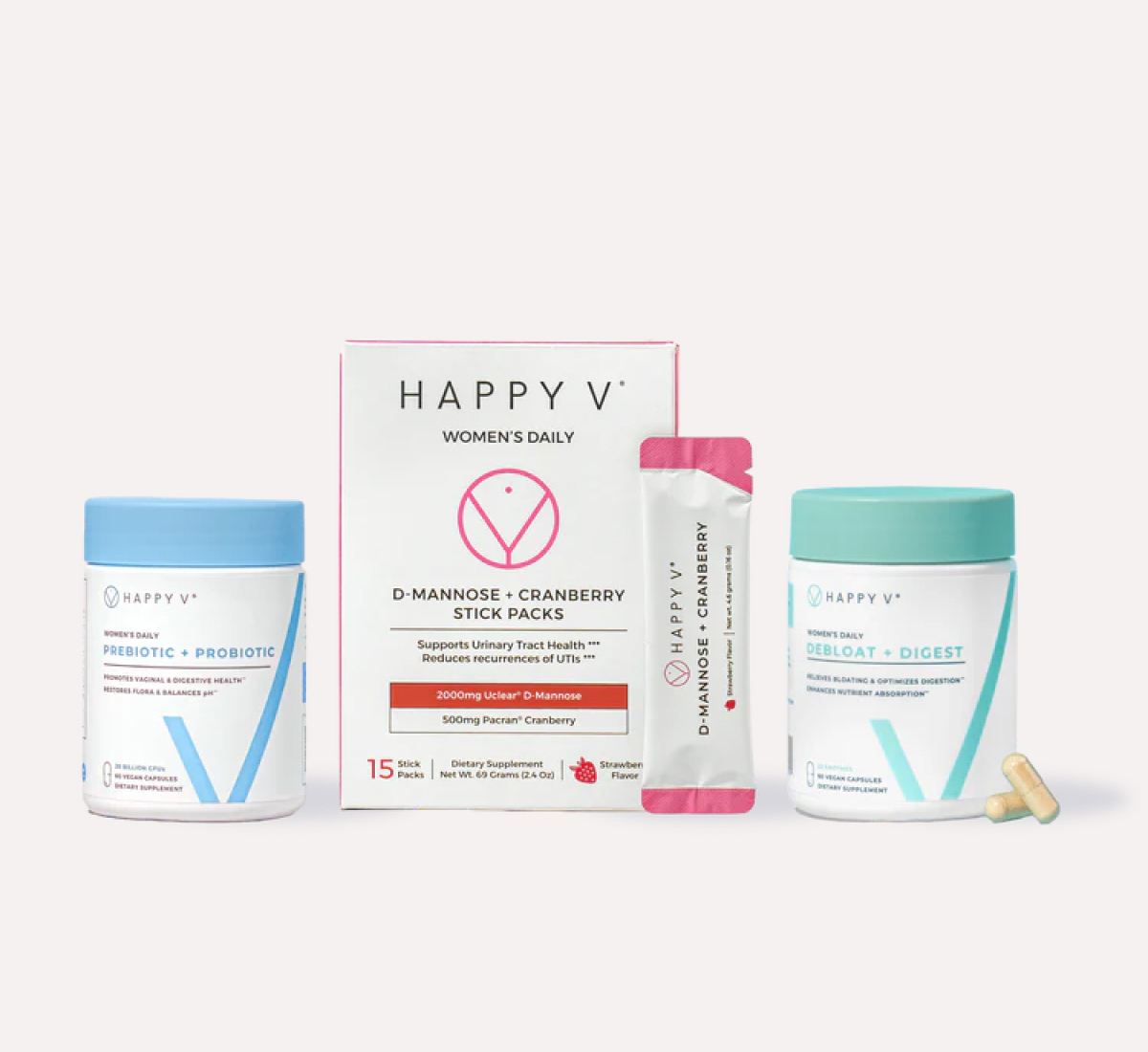 Happy V Total Transformation Kit products arranged together