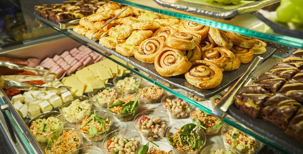 Food display at Boylan's café aboard Dublin Swift