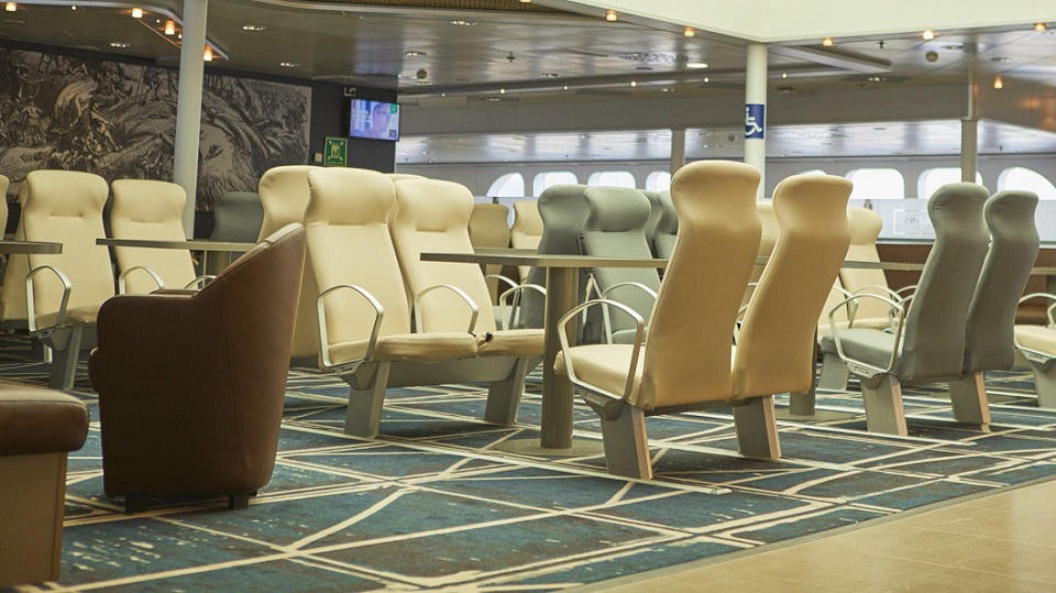 Passenger lounge aboard the Dublin Swift ferry