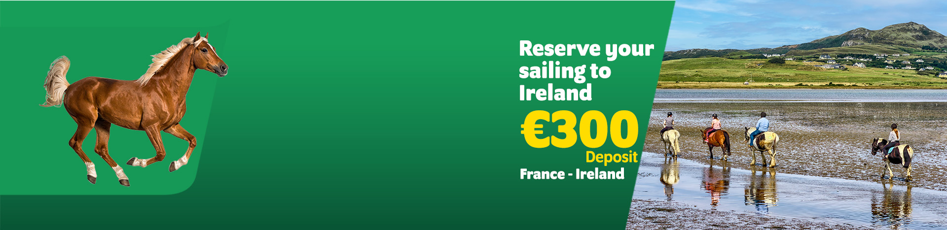 Horse ferry promotion banner for travel to France
