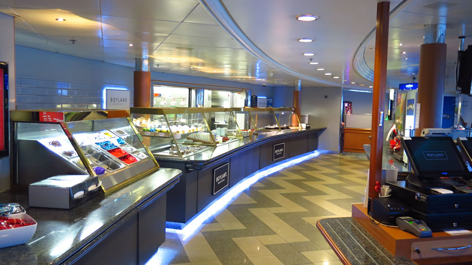 Boylans dining counter aboard the Ulysses ferry