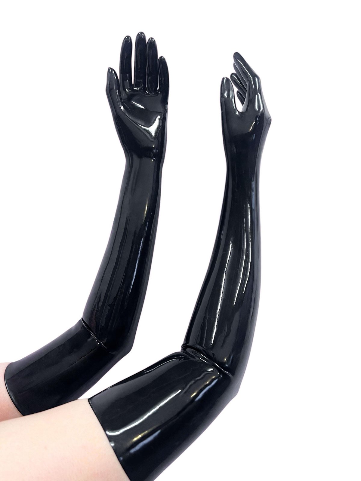 Libidex Black Opera Gloves in glossy latex