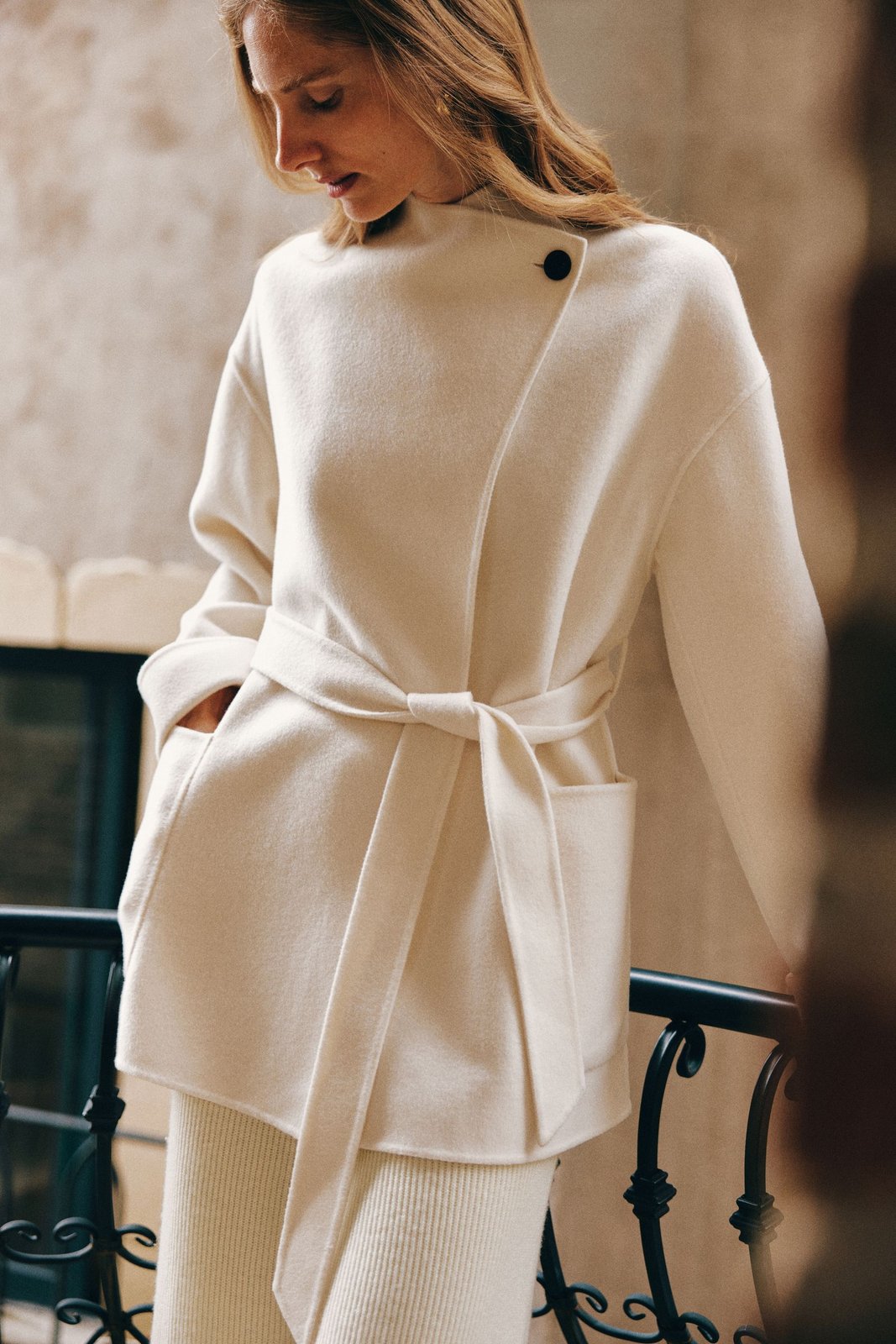 Cappotto corto double face in lana e cashmere