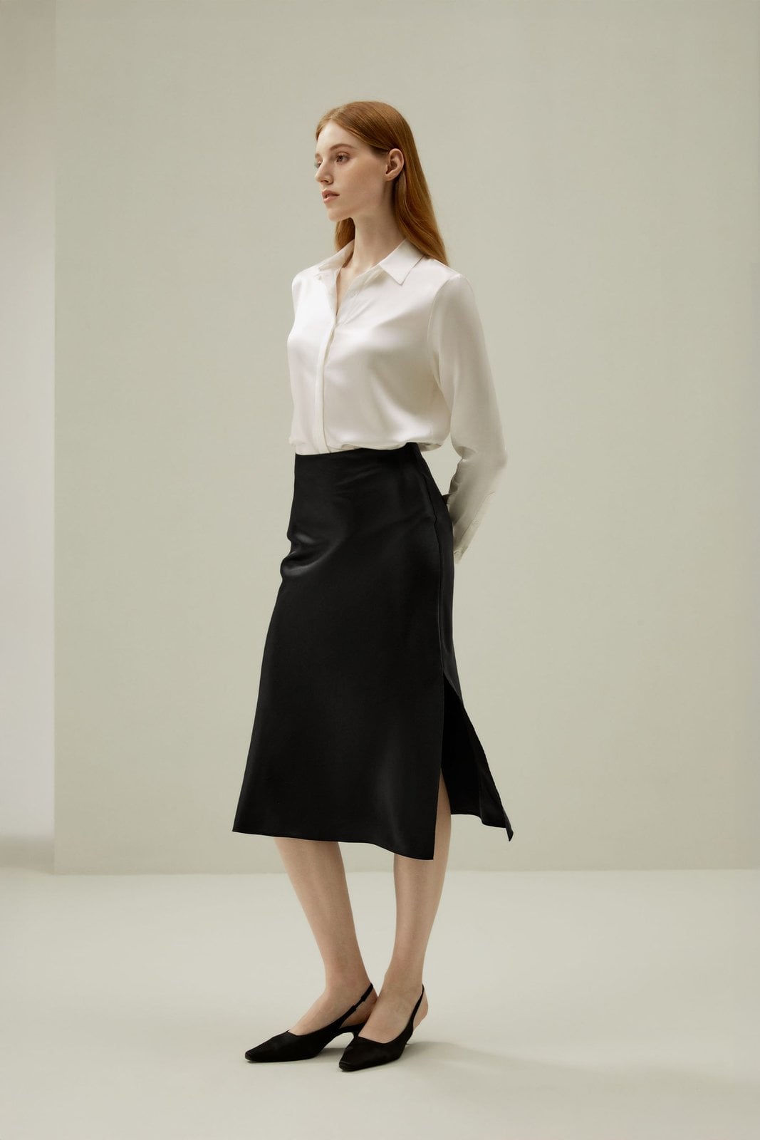 Lilysilk Basic Concealed Placket Silk Shirt in Detailansicht