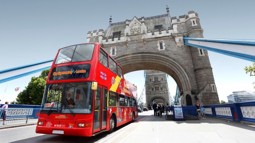 City Sightseeing bus on Tower Bridge in London