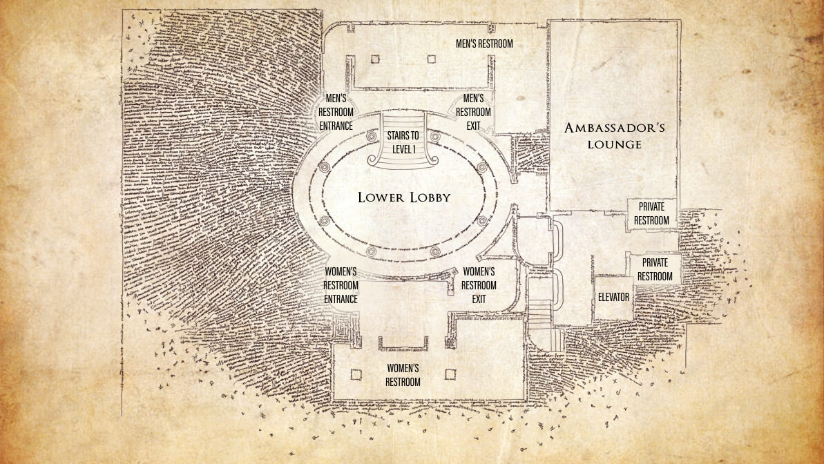 Lower lobby map for the Lyric Theatre experience