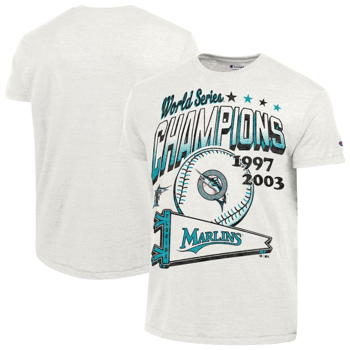 Cream Miami Marlins Champion Cooperstown Collection T-shirt